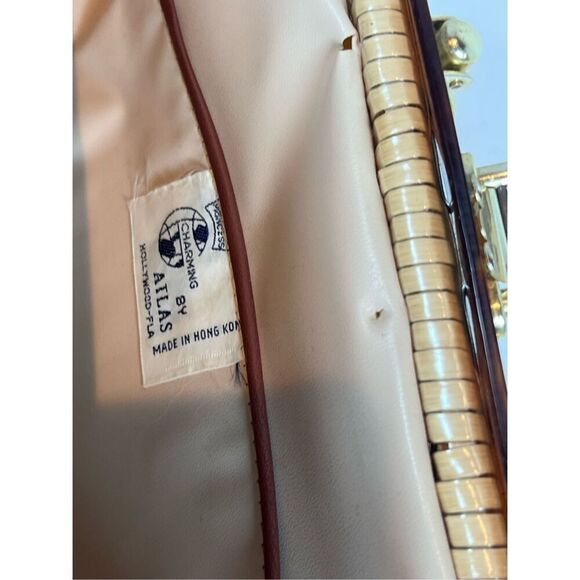 Vintage Atlas Sea Shell Tan Straw Woven Wicker PURSE Pearls Women HANDBAG BAG - Picture 11 of 13